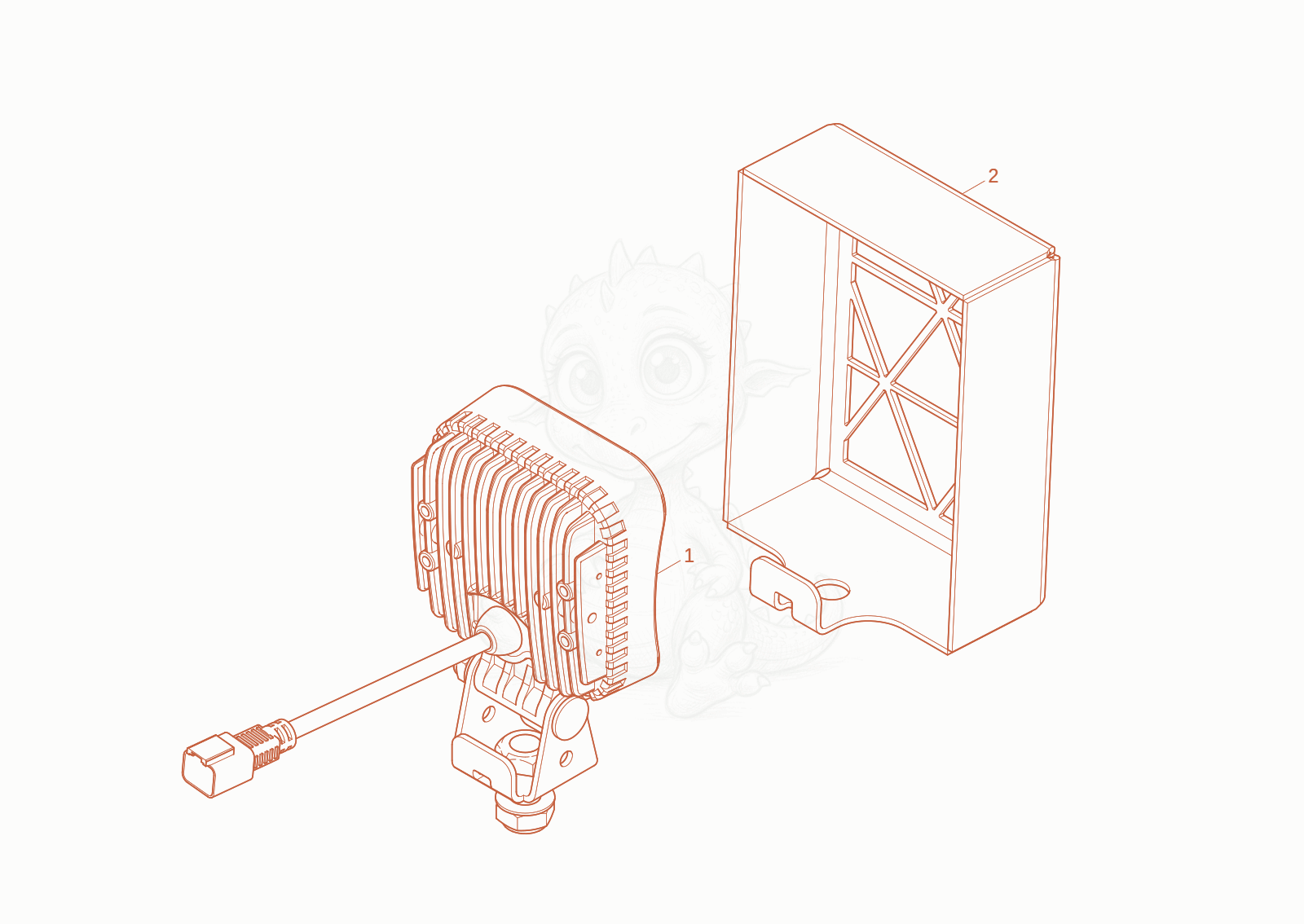 Exploded parts diagram of the WORKING LIGHT of a Wacker Neuson DV100-2, with numbered balloons