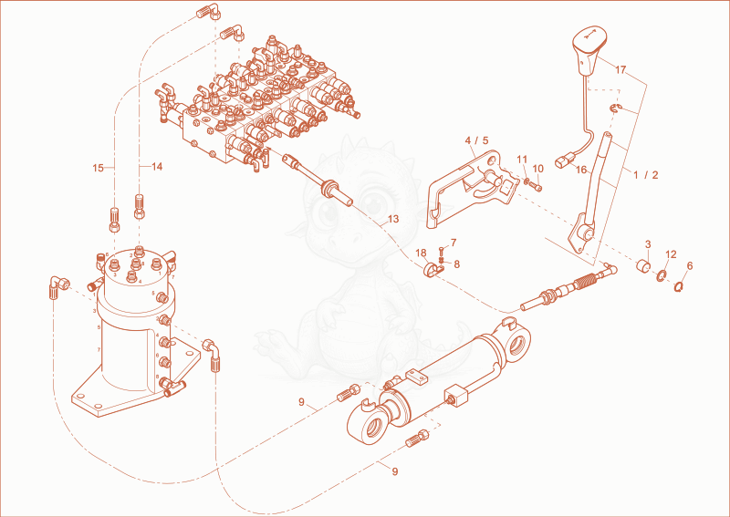 Exploded parts diagram of the DOZER BLADE OPERATION of a Wacker Neuson EZ38, with numbered balloons