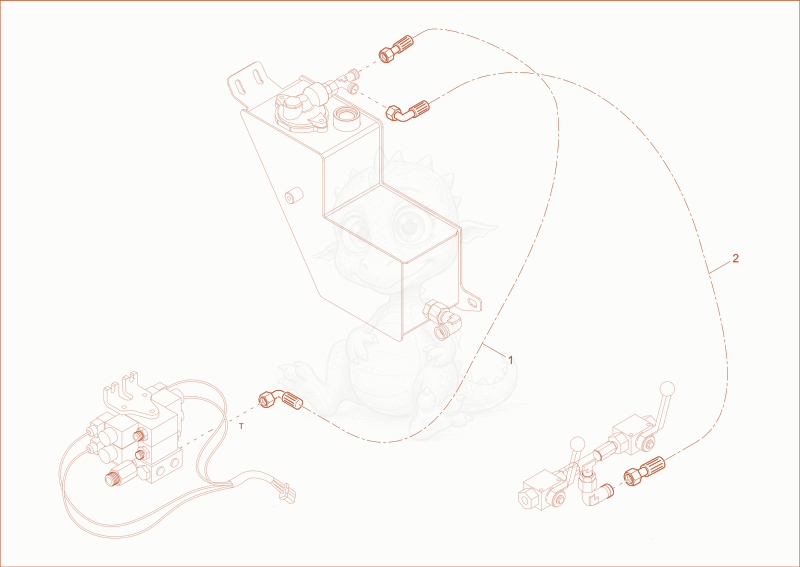 Exploded parts diagram of the TANK LINE INSTALLATION of a Wacker Neuson DT10E, with numbered balloons