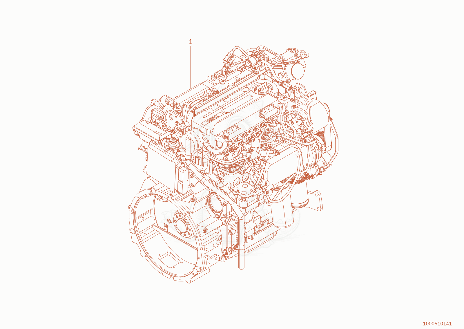 Despiece del engine de una máquina Wacker Neuson TH755(416-24), con globos numerados