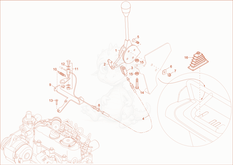 Exploded parts diagram of the speed actuating of a Wacker Neuson DT10, with numbered balloons