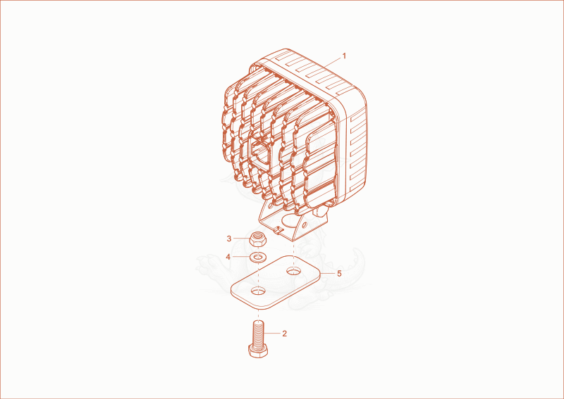 Exploded parts diagram of the HEADLIGHT LED (OPTION) of a Wacker Neuson ET35, with numbered balloons