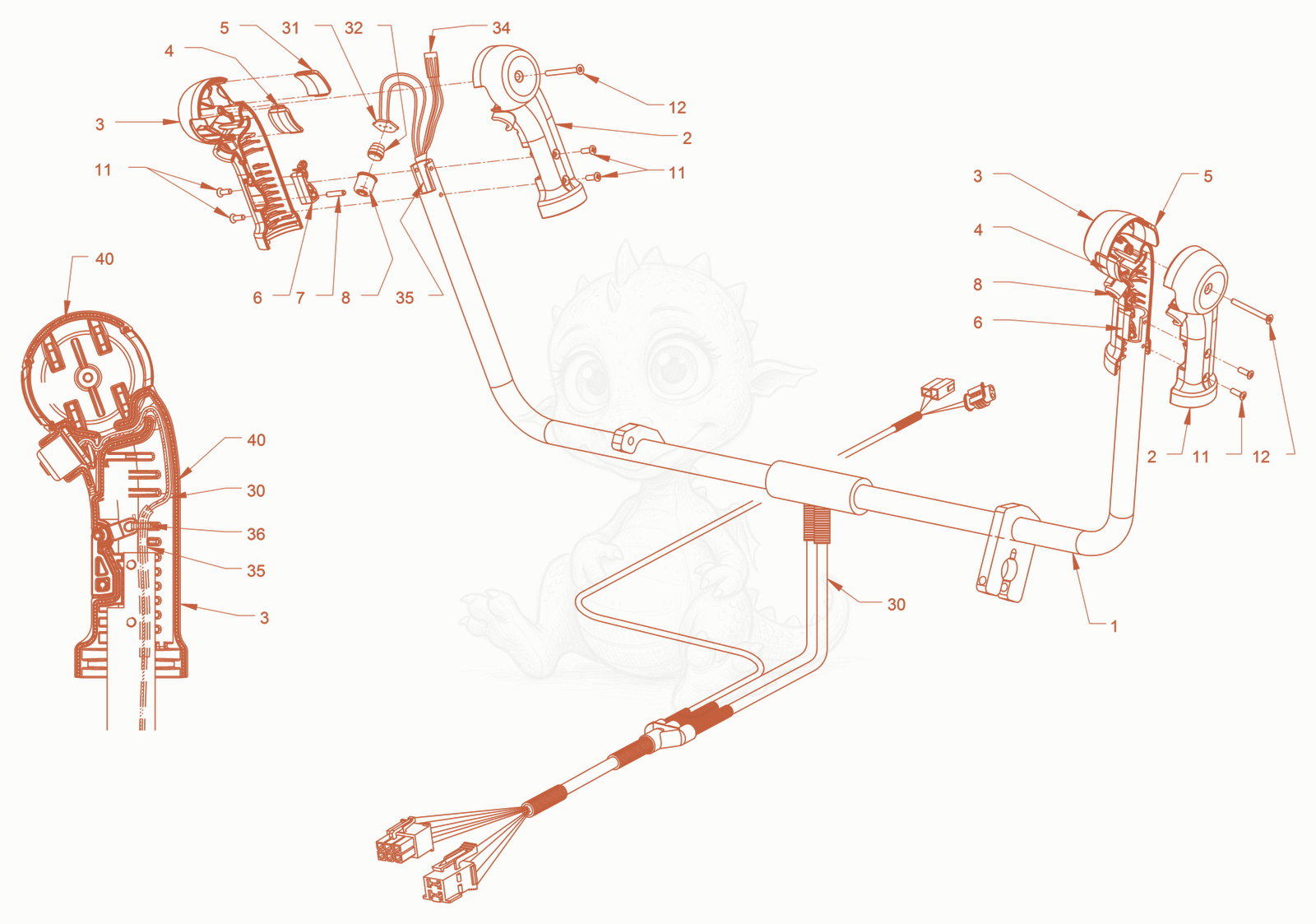 Exploded parts diagram of the electrical system of a Wacker Neuson RD24-100CUS, with numbered balloons
