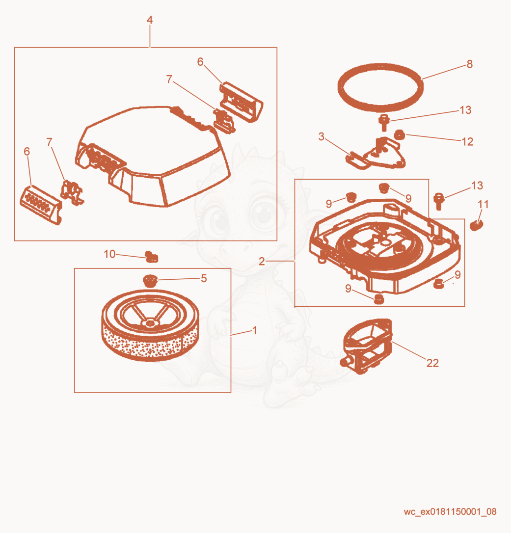 Exploded parts diagram of the Air Cleaner cpl. of a Wacker Neuson RD12A-90, with numbered balloons