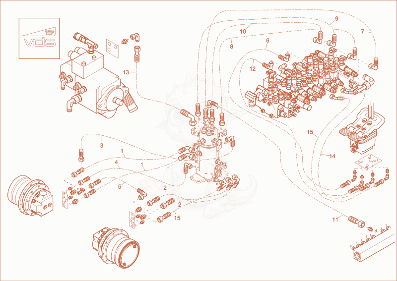 Exploded parts diagram of the TRAVELLING GEAR INSTALLATION (Option) of a Wacker Neuson ET24, with numbered balloons