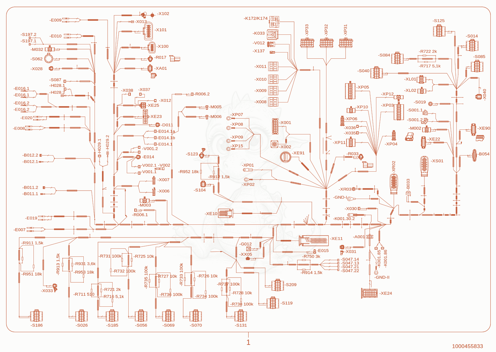 Exploded parts diagram of the wiring harness of a Wacker Neuson WL95(WRL90-00), with numbered balloons