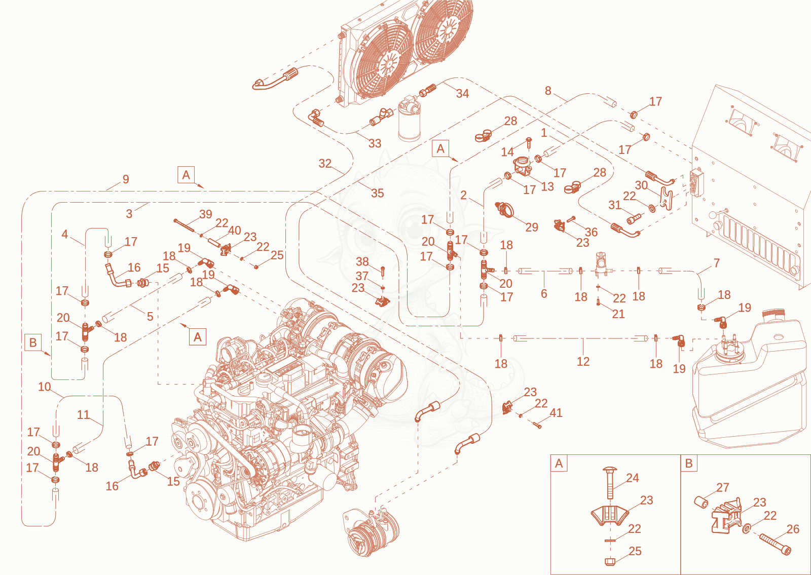 Exploded parts diagram of the AIR-CONDITIONING PLANT INST. of a Wacker Neuson DV125, with numbered balloons