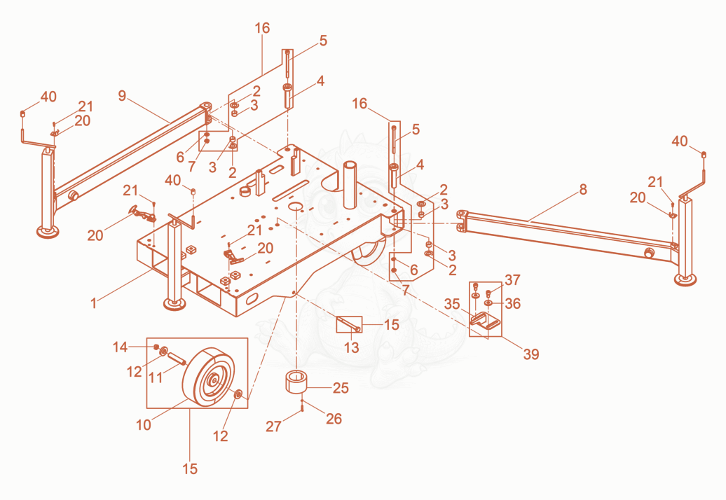 Exploded parts diagram of the Lower Part cpl. of a Wacker Neuson LBM1/230V, with numbered balloons