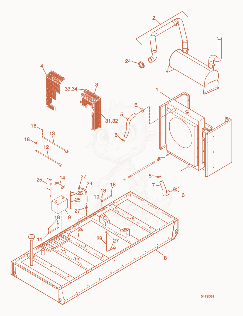Exploded parts diagram of the Engine Shrouding of a Wacker Neuson G155, with numbered balloons