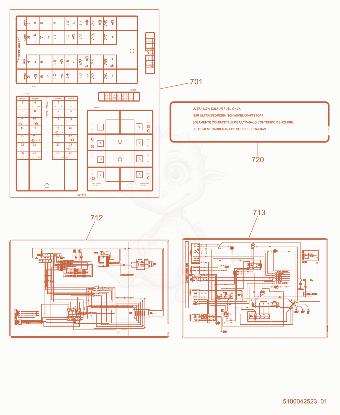 Despiece del Labels-Schematic de una máquina Wacker Neuson G50, con globos numerados