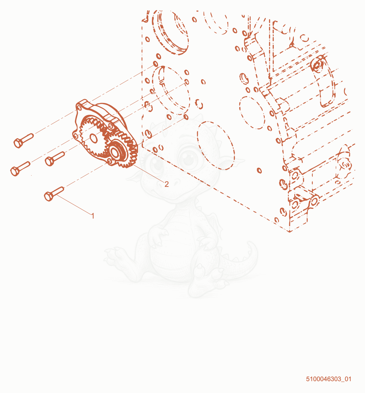 Exploded parts diagram of the Oil Pump of a Wacker Neuson G150, with numbered balloons