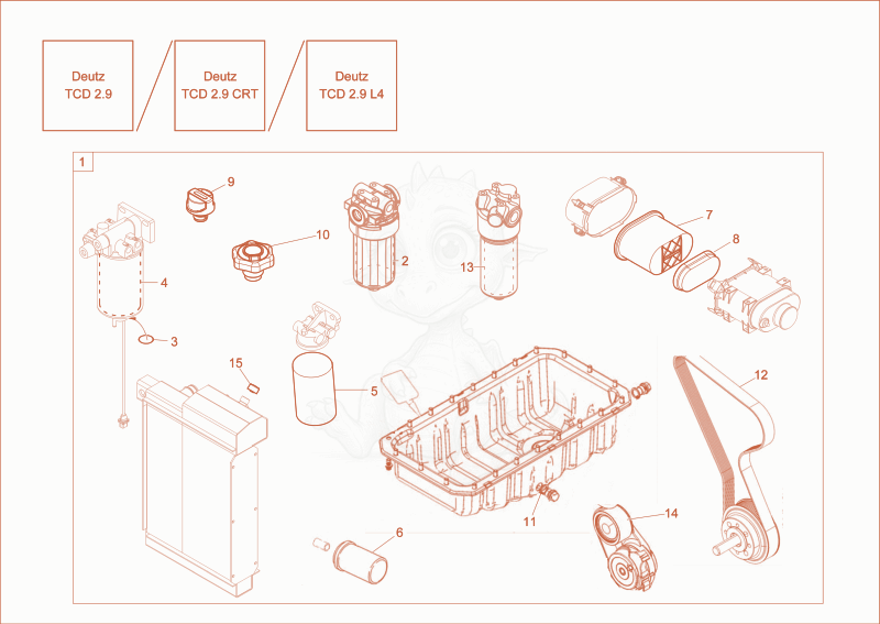 Exploded parts diagram of the service kit (3000h) of a Wacker Neuson DW50, with numbered balloons
