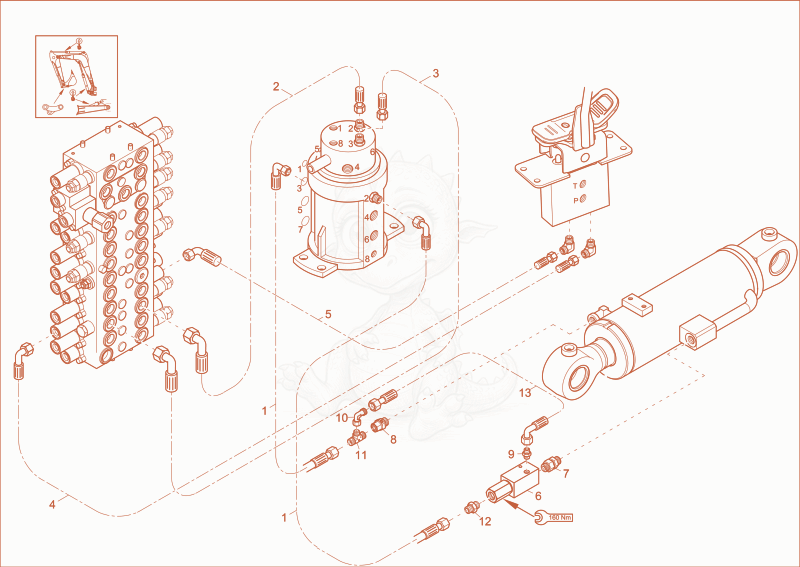 Exploded parts diagram of the DOZER BLADE OPERATION (OPTION) of a Wacker Neuson EZ53, with numbered balloons