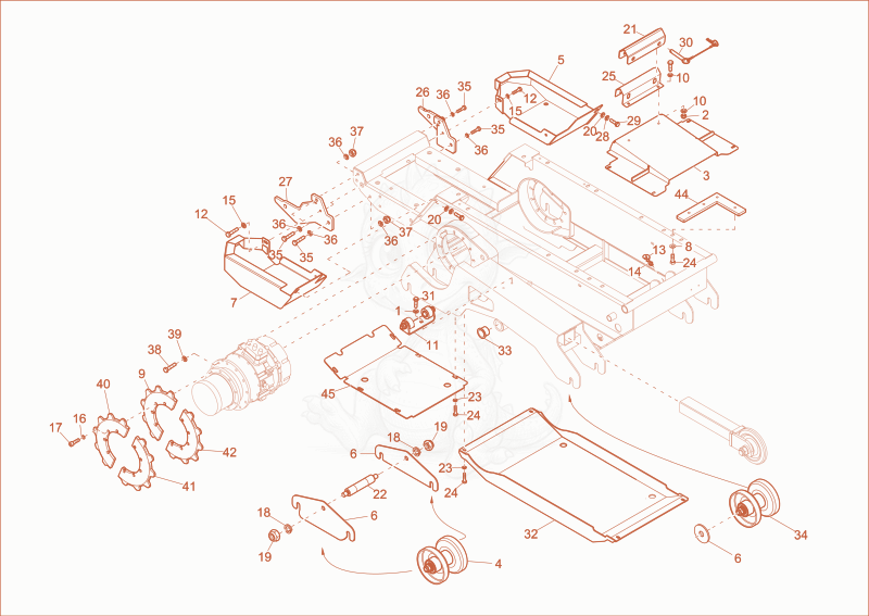 Exploded parts diagram of the UNDERCARRIAGE of a Wacker Neuson DT10E, with numbered balloons