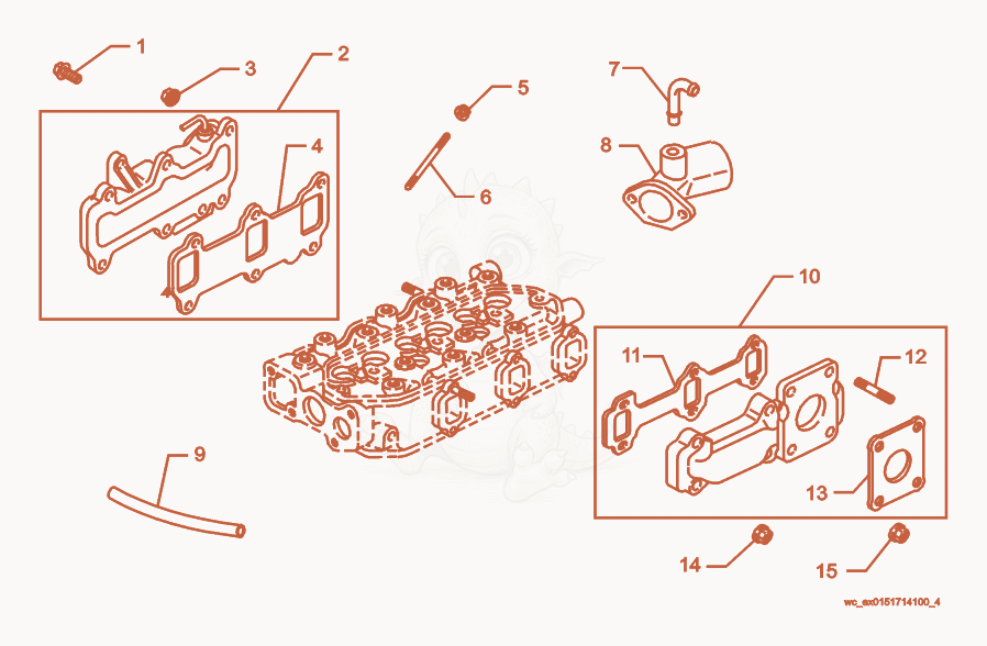 Exploded parts diagram of the Manifold cpl. of a Wacker Neuson CRT48-31V, with numbered balloons