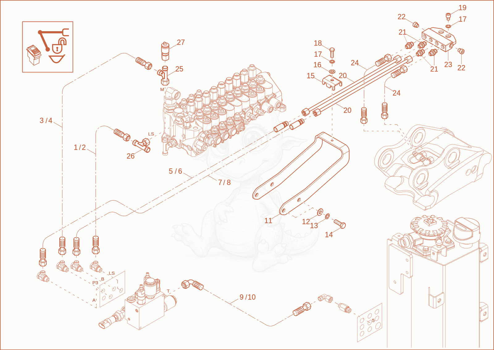 Exploded parts diagram of the EASY LOCK INSTALLATION (OPTION) of a Wacker Neuson EZ17E, with numbered balloons