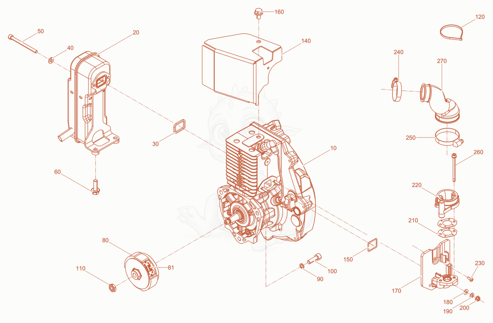 Despiece del WM80 de una máquina Wacker Neuson KMAT, con globos numerados