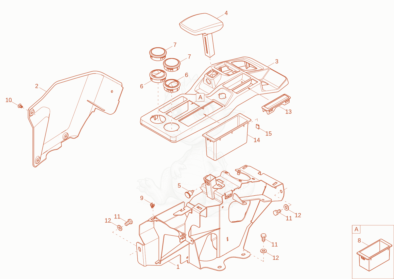 Exploded parts diagram of the controllever carrier right of a Wacker Neuson EZ26E, with numbered balloons
