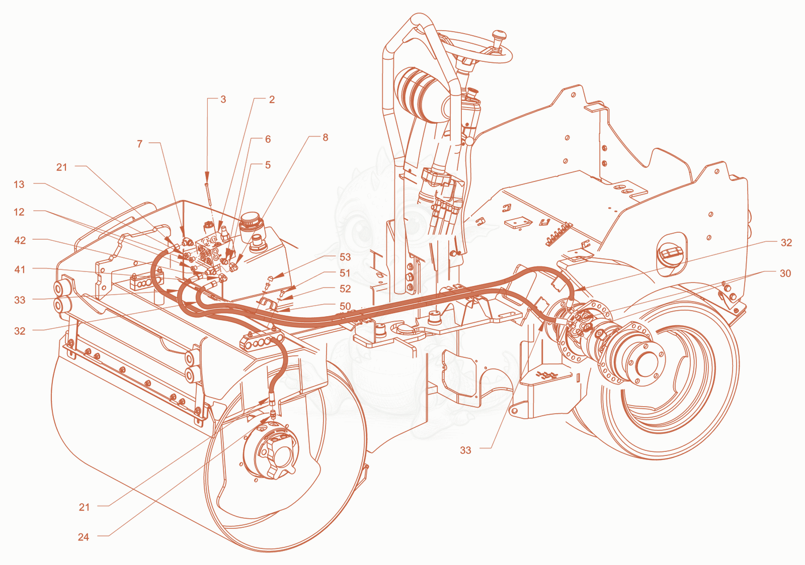 Exploded parts diagram of the parking brake of a Wacker Neuson RD24-100CUS, with numbered balloons