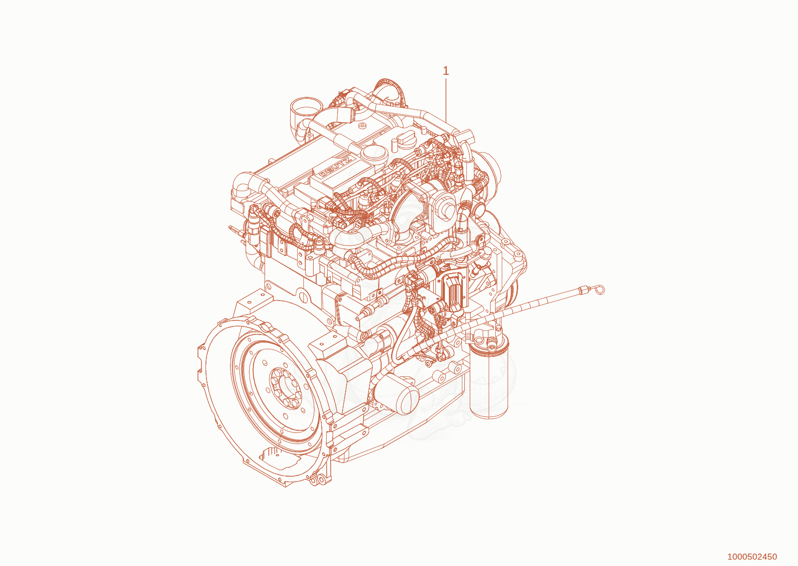 Despiece del engine de una máquina Wacker Neuson WL95(WRL90-00), con globos numerados