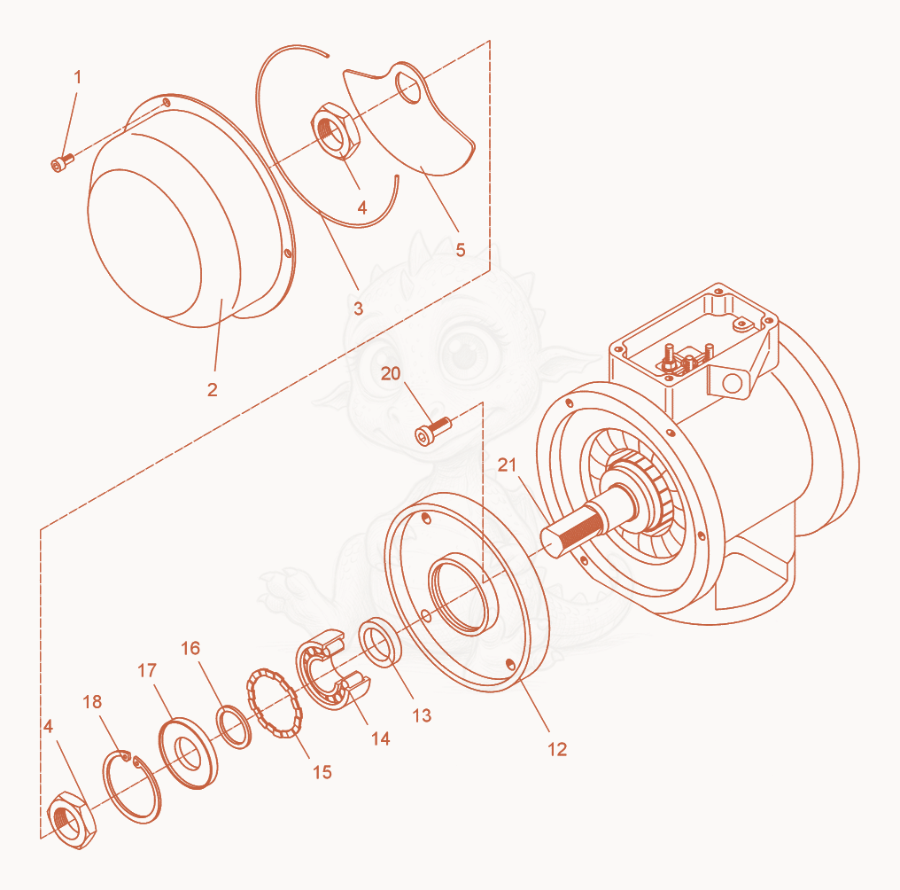 Exploded parts diagram of the External Vibrator cpl. of a Wacker Neuson AR51/3/415, with numbered balloons