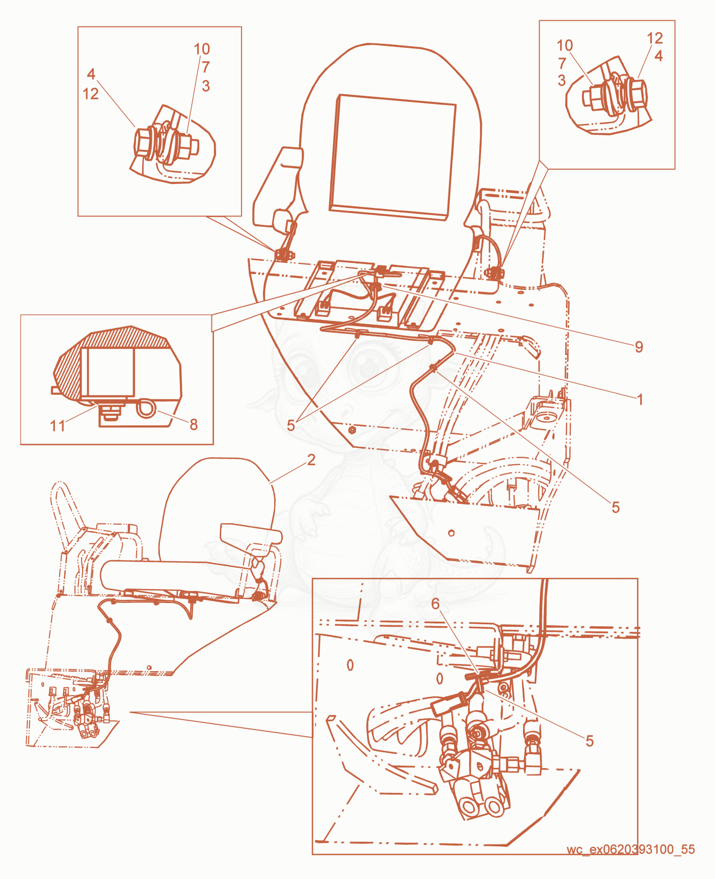 Exploded parts diagram of the Seat Switch of a Wacker Neuson RD27-100, with numbered balloons