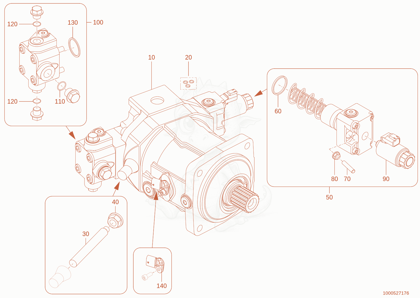 Exploded parts diagram of the displacement motor of a Wacker Neuson WL950(A05-01), with numbered balloons