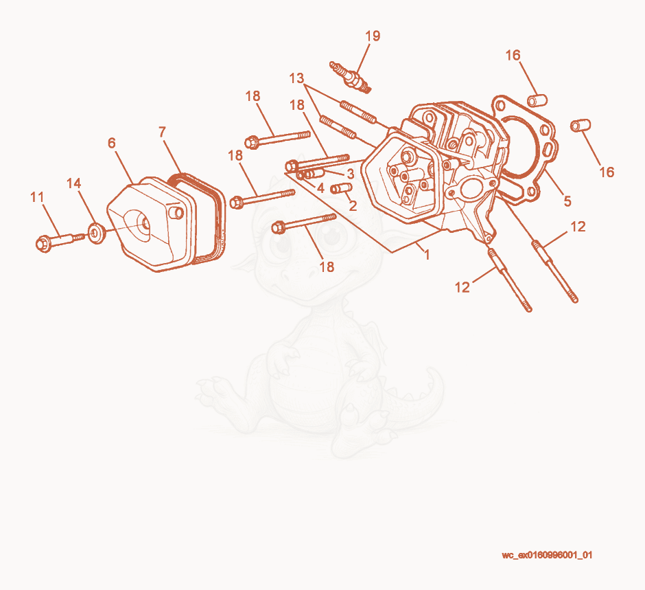 Exploded parts diagram of the Cylinder Head/Cover of a Wacker Neuson GP5600A, with numbered balloons