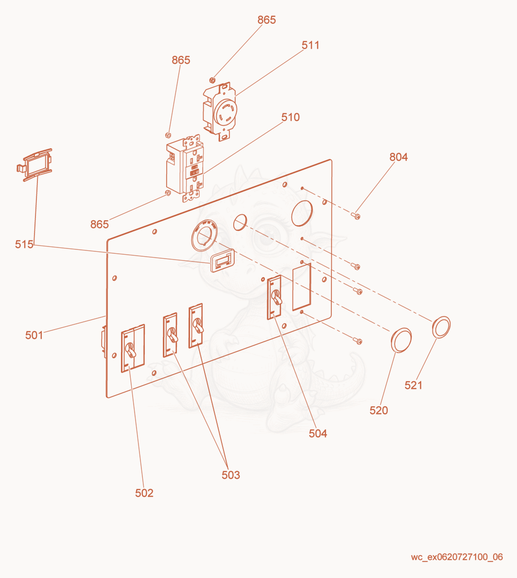 Exploded parts diagram of the Control Panel of a Wacker Neuson LTN6L, with numbered balloons