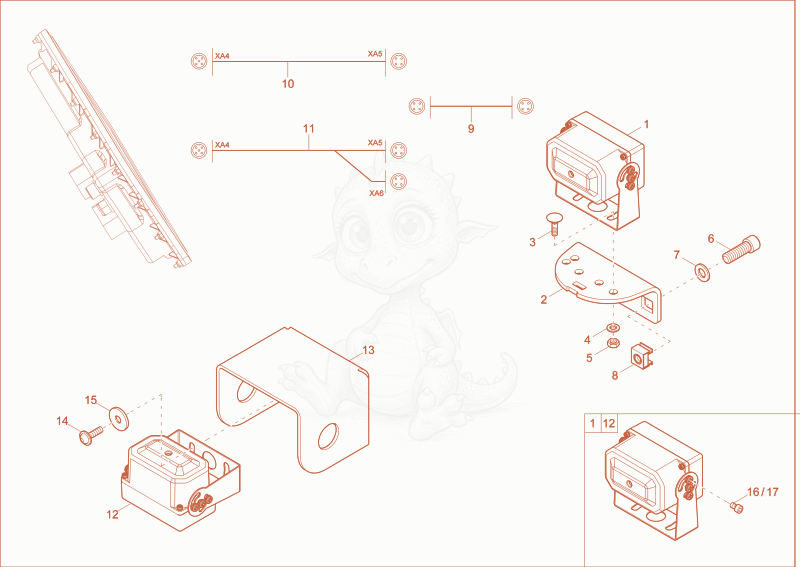 Exploded parts diagram of the Reversing Camera (OPTION) of a Wacker Neuson DV90, with numbered balloons