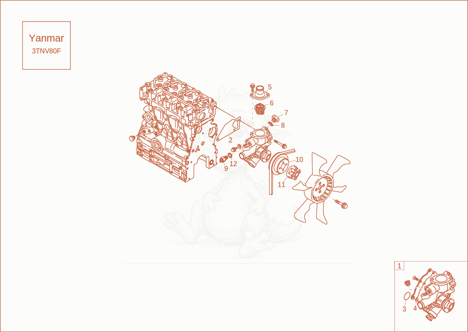 Exploded parts diagram of the cooling system of a Wacker Neuson EZ17, with numbered balloons