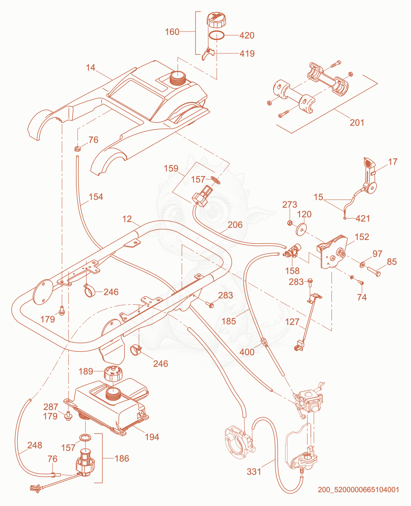 Exploded parts diagram of the Guide Handle cpl. of a Wacker Neuson BS60-2I, with numbered balloons