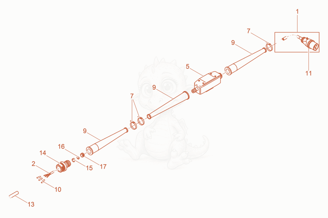 Exploded parts diagram of the Hose Connection cpl. of a Wacker Neuson IREN38O.SCHALTER, with numbered balloons