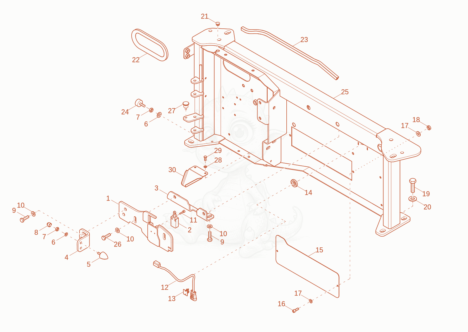 Exploded parts diagram of the REAR WALL of a Wacker Neuson DV90-2, with numbered balloons