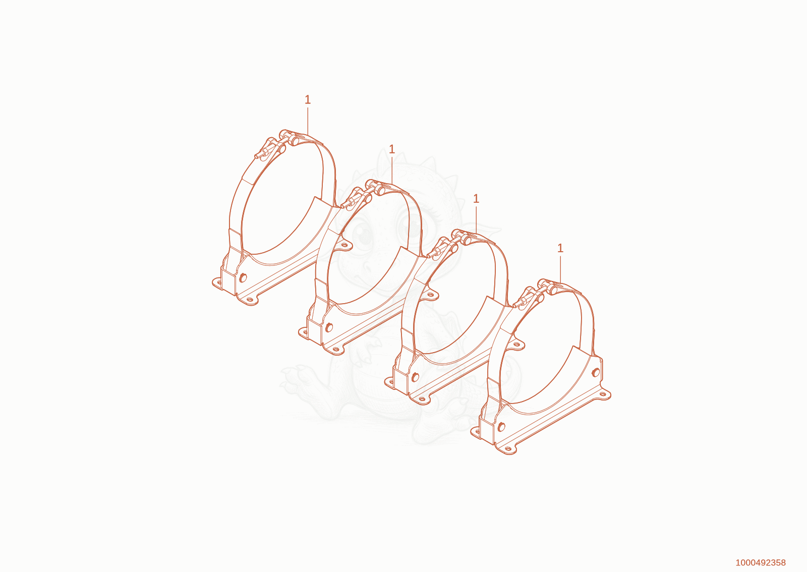 Exploded parts diagram of the bracket exhaust of a Wacker Neuson DV125, with numbered balloons
