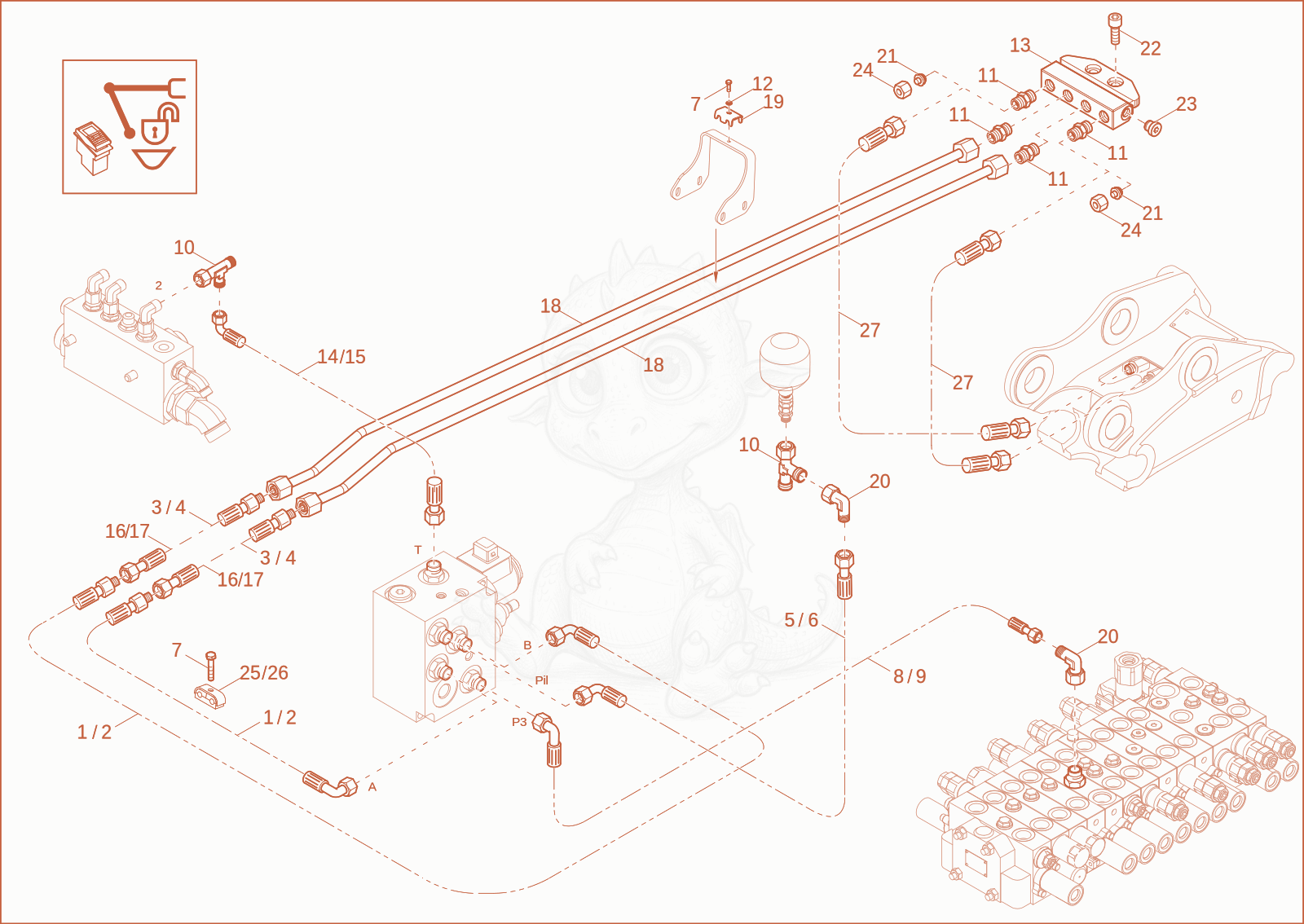 Exploded parts diagram of the EASY LOCK INSTALLATION (OPTION) of a Wacker Neuson ET35, with numbered balloons