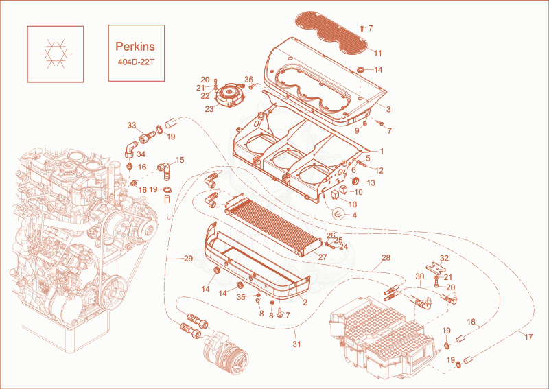 Exploded parts diagram of the AIR-CONDITIONING PLANT (OPTION) of a Wacker Neuson EW65, with numbered balloons