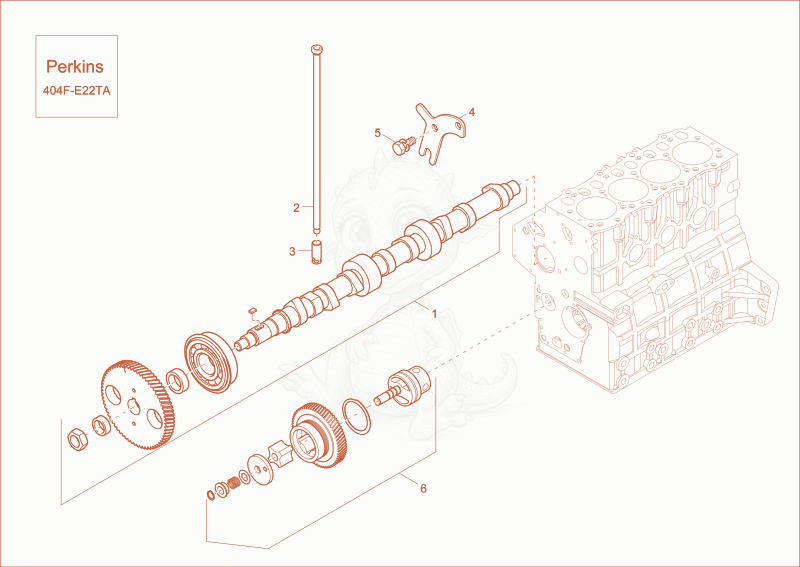 Exploded parts diagram of the CAMSHAFT of a Wacker Neuson EW65, with numbered balloons