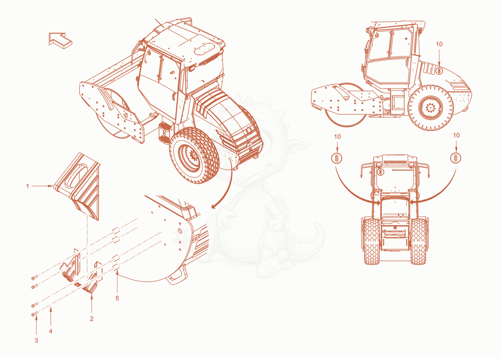Exploded parts diagram of the tüv of a Wacker Neuson RC50DPFCAB, with numbered balloons