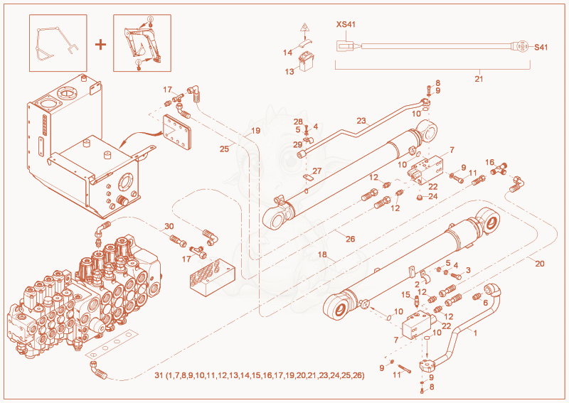 Exploded parts diagram of the STALLING LOAD - WARN. DEVICE F (OPTION of a Wacker Neuson 9503, with numbered balloons