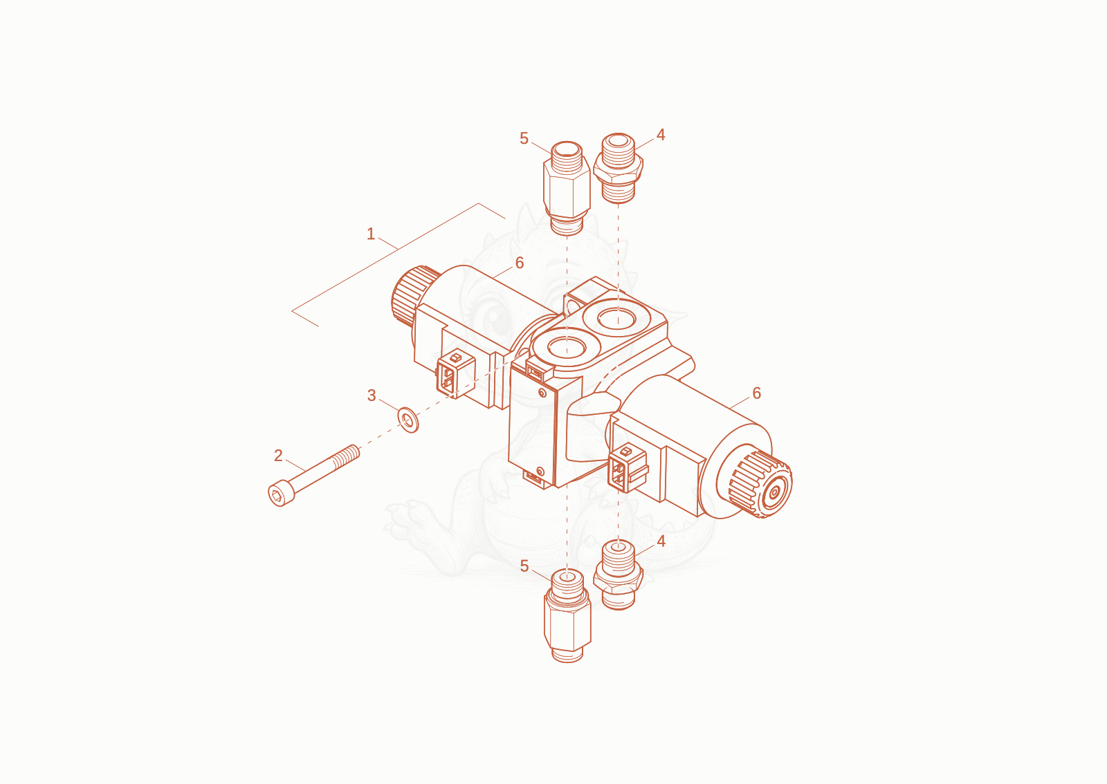 Exploded parts diagram of the VALVE of a Wacker Neuson DV45, with numbered balloons
