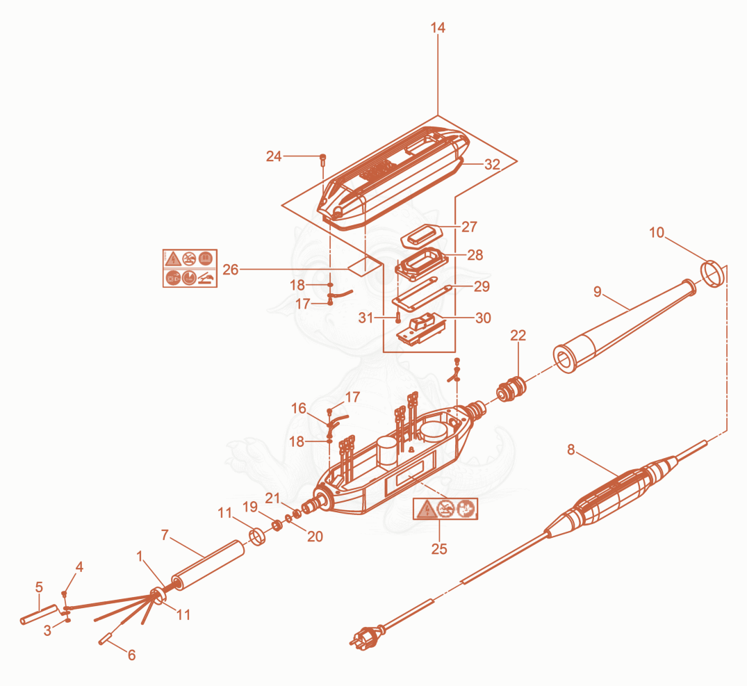 Exploded parts diagram of the Hose Connection cpl. of a Wacker Neuson IRFU30/230/5, with numbered balloons