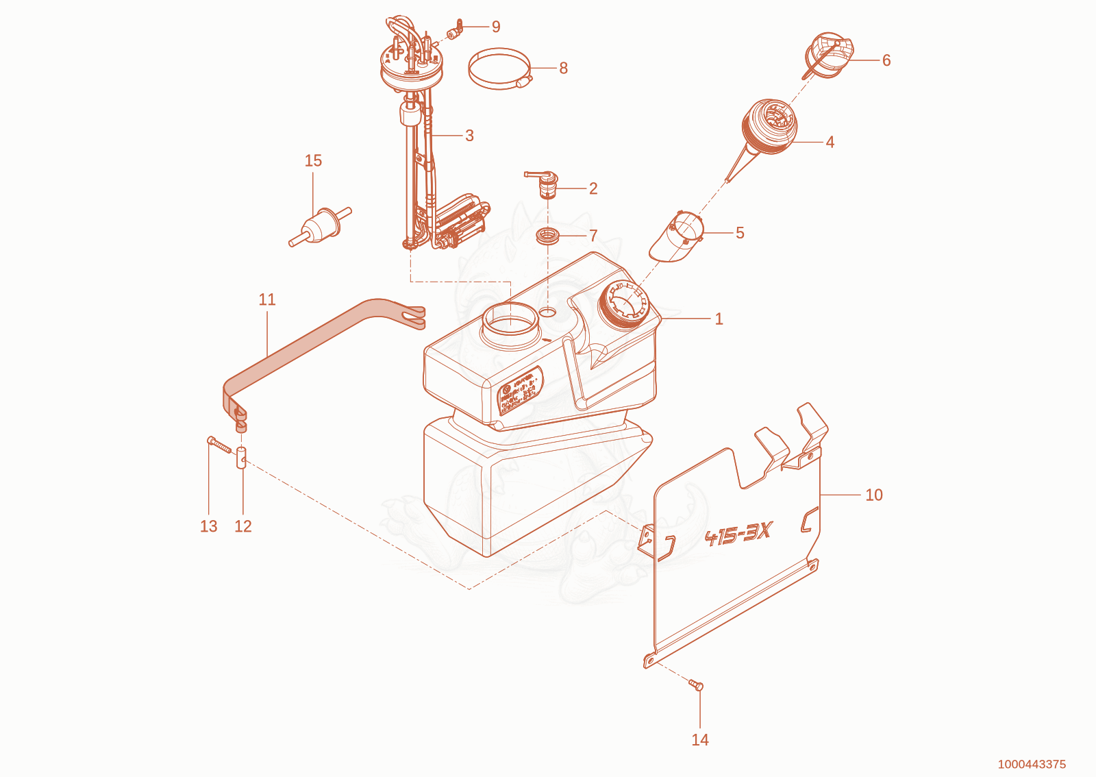 Exploded parts diagram of the Container urea of a Wacker Neuson TH955(416-36), with numbered balloons