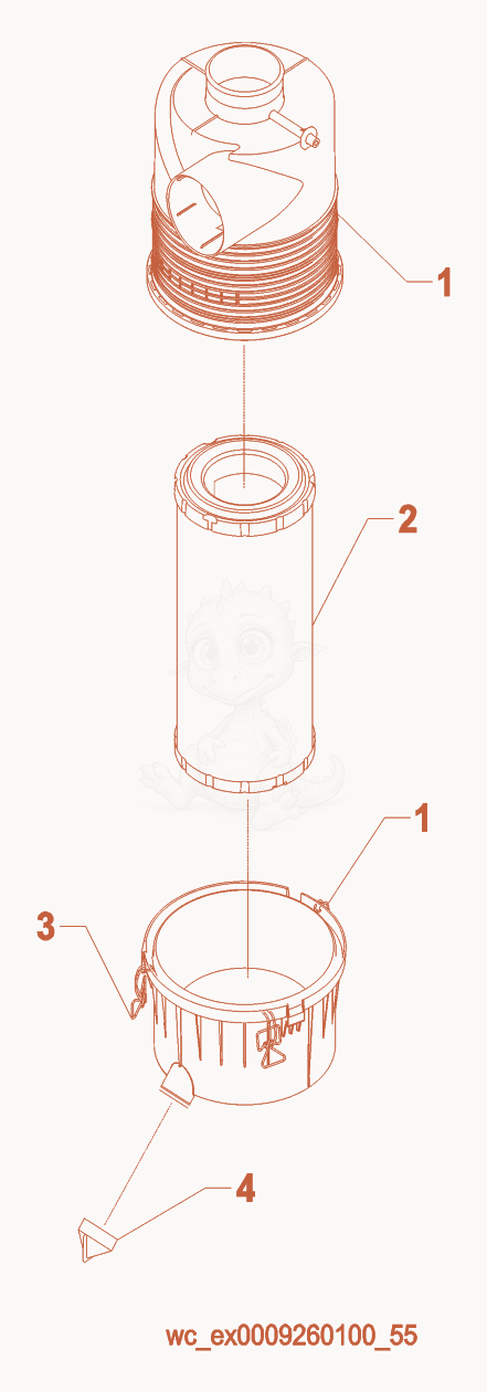 Exploded parts diagram of the Air Filter Assembly of a Wacker Neuson G70, with numbered balloons