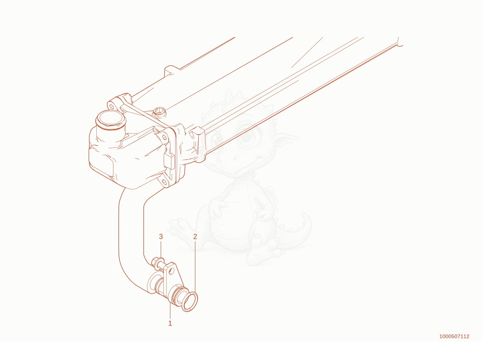 Exploded parts diagram of the hose connection of a Wacker Neuson TH730(415-24), with numbered balloons