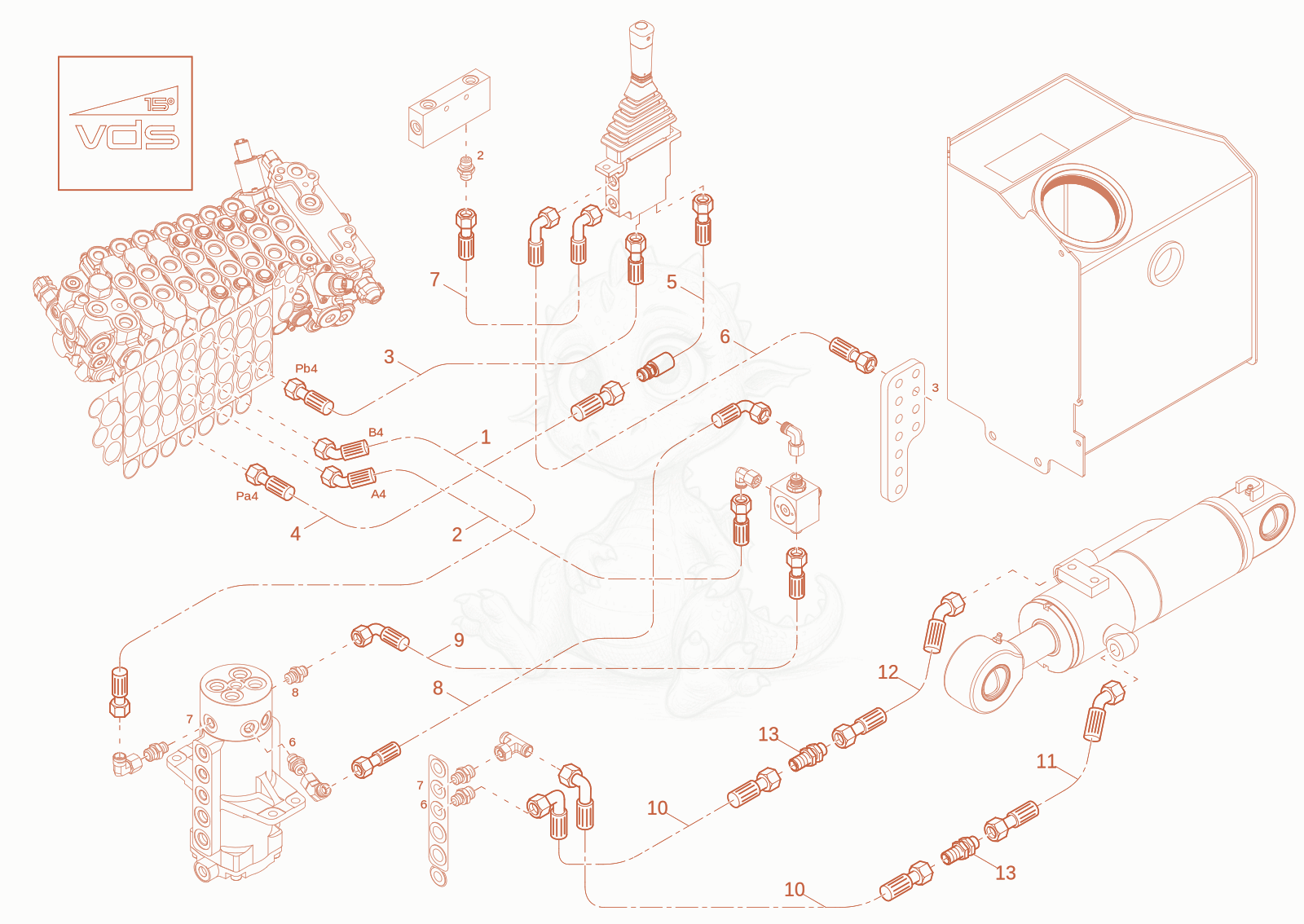 Exploded parts diagram of the DOZER BLADE OPERATION (Option) of a Wacker Neuson ET25-2, with numbered balloons