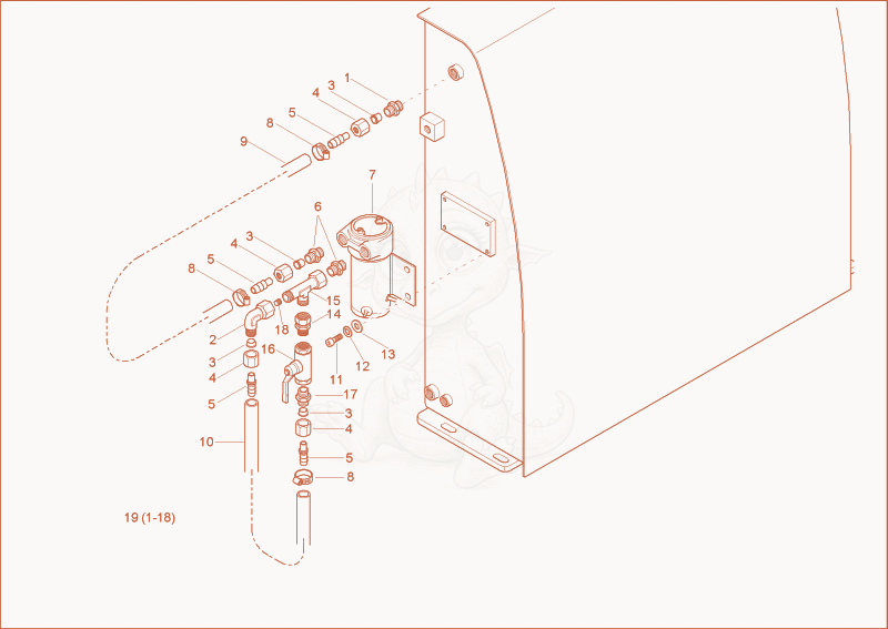 Exploded parts diagram of the DIESEL TANK FILLING PUMP (OPTION) of a Wacker Neuson 8002RD, with numbered balloons