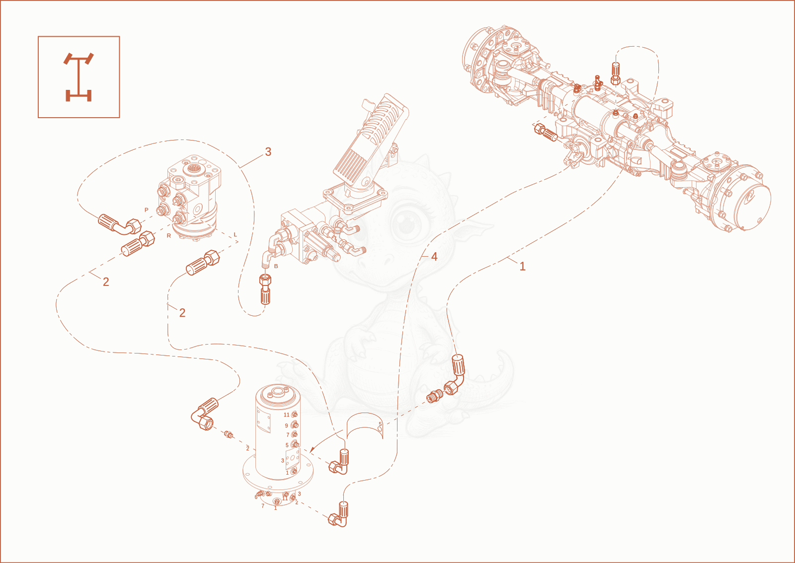 Exploded parts diagram of the INSTALLATION STEERING of a Wacker Neuson EW65, with numbered balloons