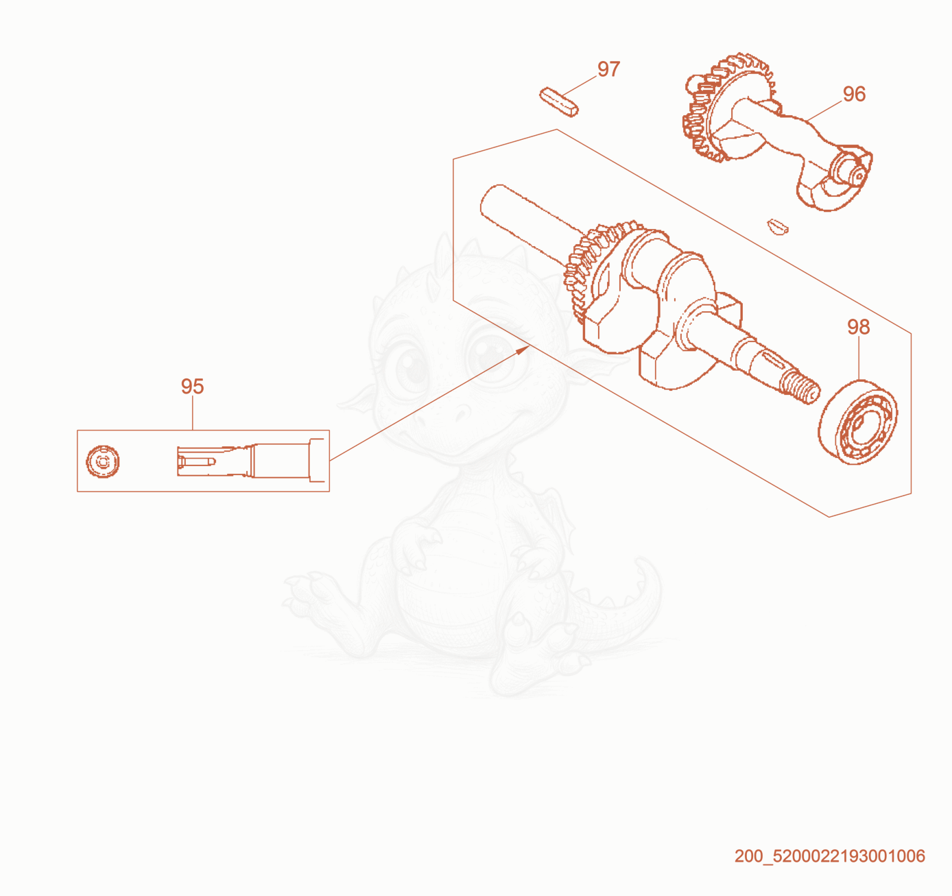 Exploded parts diagram of the Crankshaft cpl. of a Wacker Neuson RD7A, with numbered balloons
