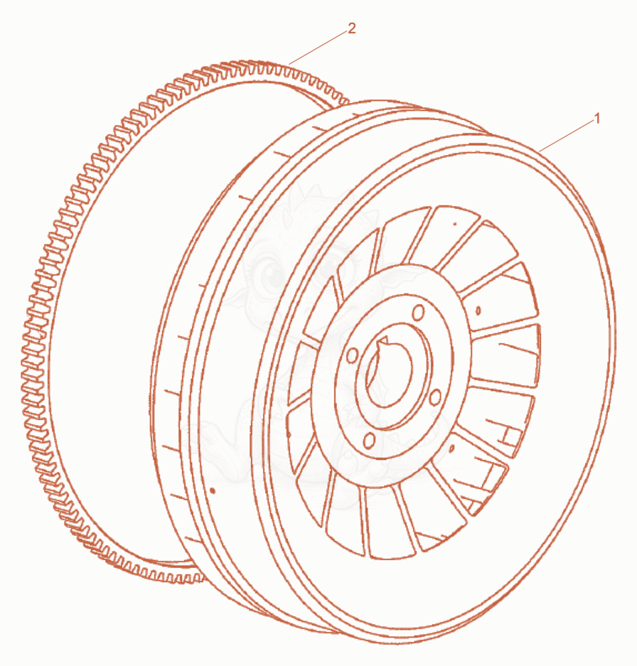 Exploded parts diagram of the Fly Wheel of a Wacker Neuson DPU7060FET, with numbered balloons